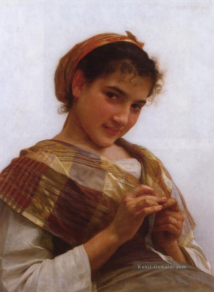 Porträt eines jungen Mädchens Häkeln Realismus William Adolphe Bouguereau Ölgemälde